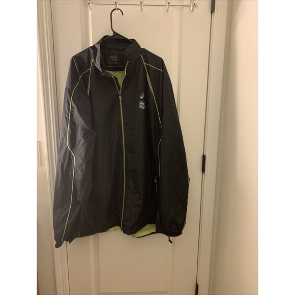 Asics Mens Zip Up Windbreaker Jacket Activewear Black